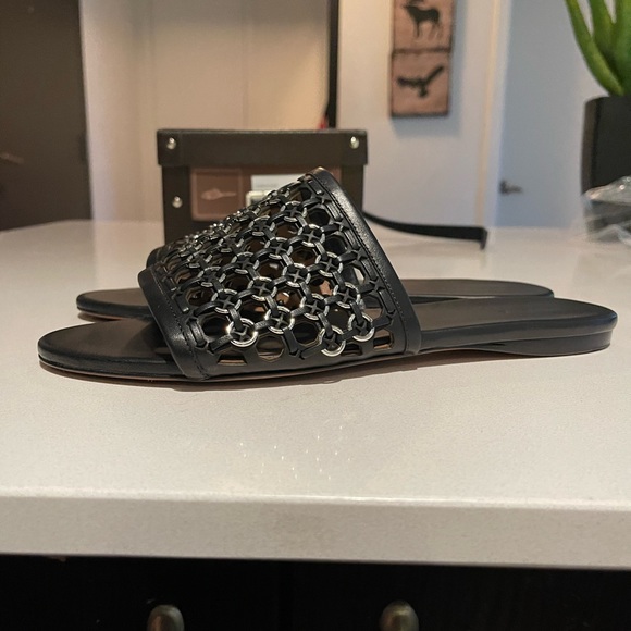 ALAÏA- Black Braided Eyelet Sandals - Picture 6 of 16